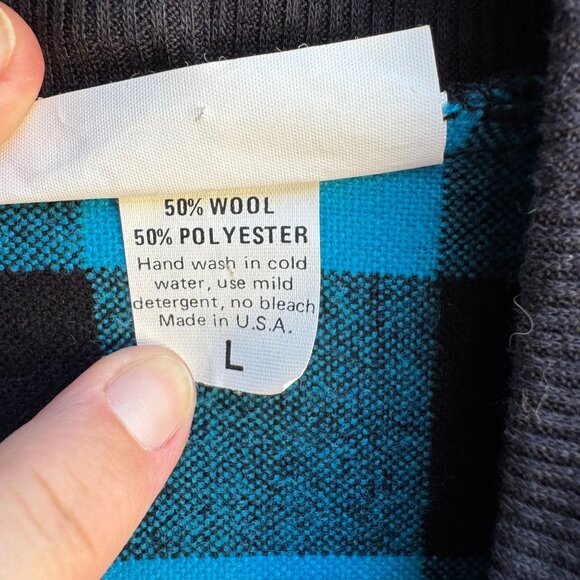 Face To Face Vintage Black Buffalo Plaid Batwing Double Breasted Cardigan Jacket - Picture 10 of 10